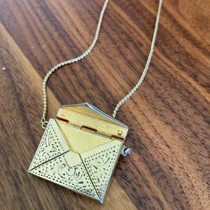 Gold Vintage Envelope Necklace.